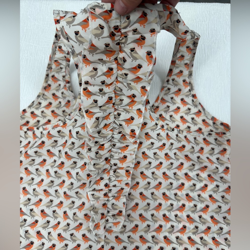 ☺️Sweet Chickadee Print Racerback Tank w/ Ruffles ✨ - Picture 5 of 8